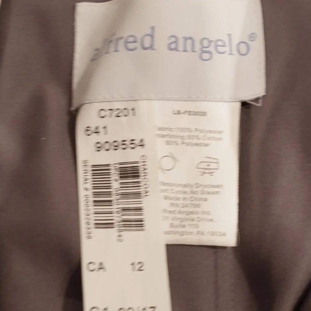 Alfred Angelo 1 Shoulder Charcoal Satin  Dress NEW- Sz. 12 - Picture 11 of 13